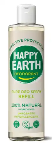 De Online Drogist Happy earth 100% natuurlijke deo spray unscented navulling 300ml aanbieding