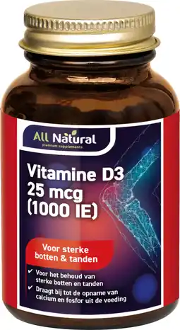 De Online Drogist All natural vitamine d3 25 mcg (1000 ie) capsules 90cp aanbieding