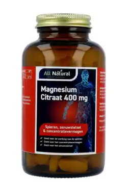 De Online Drogist All natural magnesium 200 mg citraat elementair tabletten 120tb aanbieding