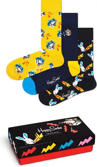 De Online Drogist Happy socks tiger giftbox - maat 41-46 3st aanbieding