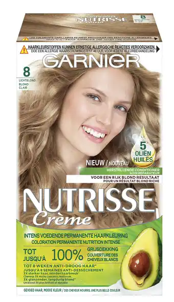 De Online Drogist Garnier nutrisse crème permanente haarverf 8 lichtblond 1st aanbieding