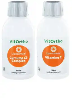 De Online Drogist Vitortho liposomaal curcuma c3 complex + vitamine c combivoordeel 2x100ml aanbieding