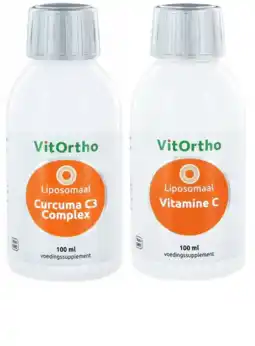 De Online Drogist Vitortho liposomaal curcuma c3 complex + vitamine c combivoordeel 2x100ml aanbieding