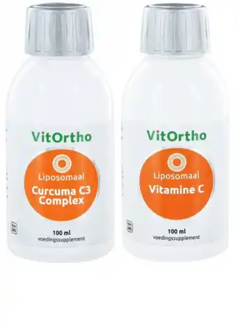 De Online Drogist Vitortho liposomaal curcuma c3 complex + vitamine c combivoordeel 2x100ml aanbieding