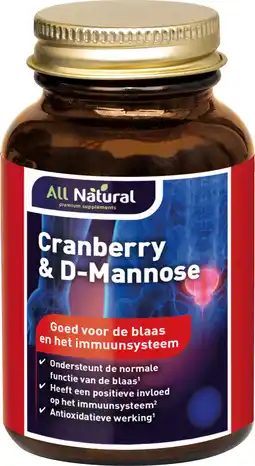 De Online Drogist All natural cranberry & d-mannose capsules 60vcp aanbieding