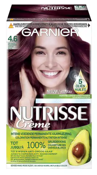 De Online Drogist Garnier nutrisse crème permanente haarverf 4.6 diep rood middenbruin 1st aanbieding