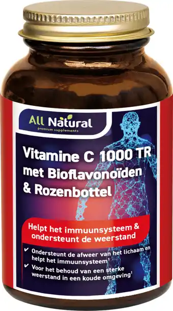 De Online Drogist All natural vitamine c 1000 tr met bioflavonoïden & rozenbottel tabletten 200tb aanbieding