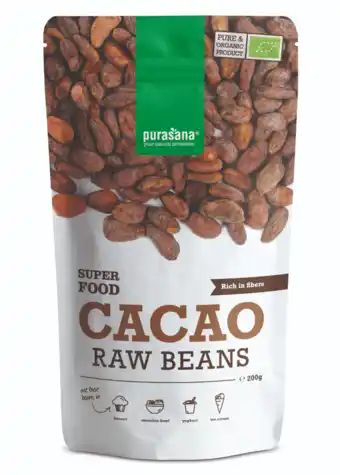 De Online Drogist Purasana cacao raw beans 200gr aanbieding