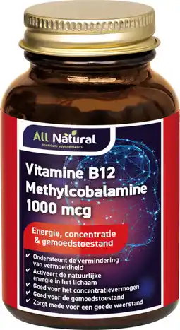 De Online Drogist All natural vitamine b12 methylcobalamine 1000mcg kauwtabletten 90vcp aanbieding