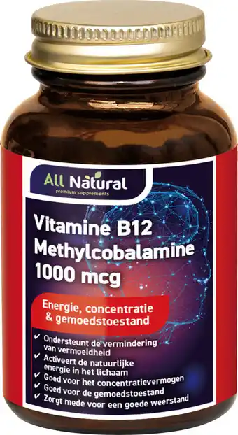 De Online Drogist All natural vitamine b12 methylcobalamine 1000mcg kauwtabletten 90vcp aanbieding