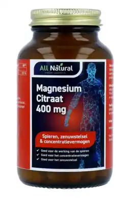 De Online Drogist All natural magnesium 200 mg citraat elementair tabletten 60tb aanbieding