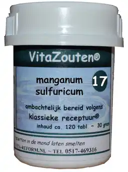 De Online Drogist Vita reform van der snoek vita reform vitazouten nr. 17 manganum sulfuricum 120tb aanbieding