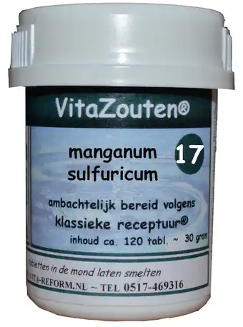 De Online Drogist Vita reform van der snoek vita reform vitazouten nr. 17 manganum sulfuricum 120tb aanbieding