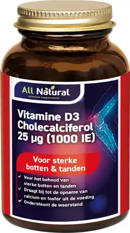 De Online Drogist All natural vitamine d3 25 mcg (1000 ie) capsules 300cp aanbieding