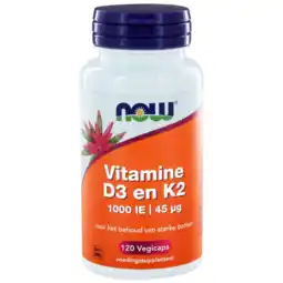 De Online Drogist Now d3 1000 ie & vitamine k2 capsules 120cp aanbieding