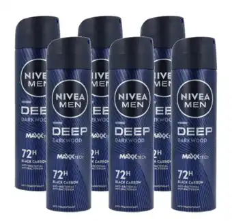 De Online Drogist Nivea men deep deodorant spray voordeelverpakking 6x150ml aanbieding