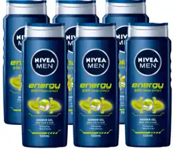 De Online Drogist Nivea men energy shower gel voordeelverpakking 6x500ml aanbieding