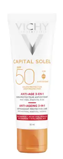 De Online Drogist Vichy capital soleil anti-age 3-in-1 zonnebrand spf50 50ml aanbieding
