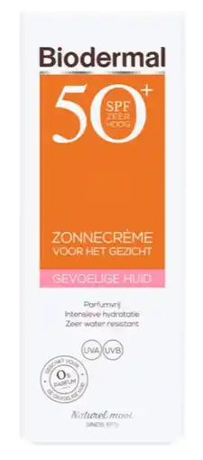 De Online Drogist Biodermal gevoelige huid zonnecrème gezicht spf50+ 50ml aanbieding