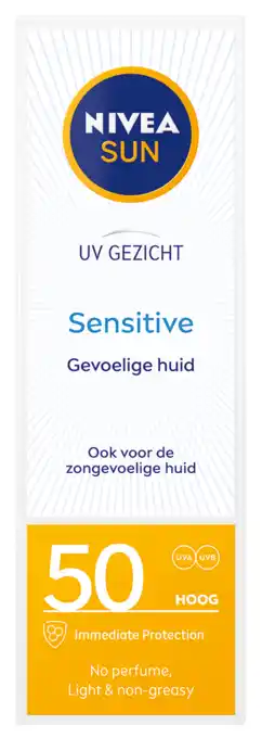 De Online Drogist Nivea sun face sensitive gezichtszonnecrème spf50 50ml aanbieding