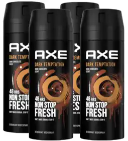De Online Drogist Axe dark temptation deodorant bodyspray - multiverpakking 4x150ml aanbieding