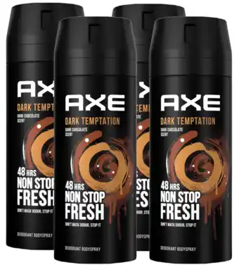 De Online Drogist Axe dark temptation deodorant bodyspray - multiverpakking 4x150ml aanbieding