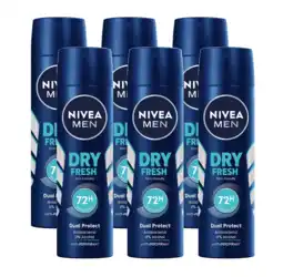 De Online Drogist Nivea men dry fresh deodorant spray voordeelverpakking 6x150ml aanbieding