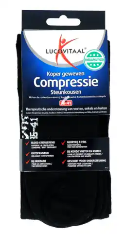 De Online Drogist Lucovitaal koper geweven compressie steun sokken zwart 36-41 1pr aanbieding