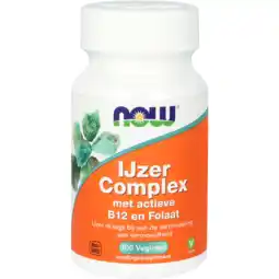 De Online Drogist Now ijzer complex met actieve b12 en folaat vegicaps 100vcp aanbieding