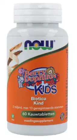 De Online Drogist Now berrydophilus kids probiotica kauwtabletten 60tb aanbieding
