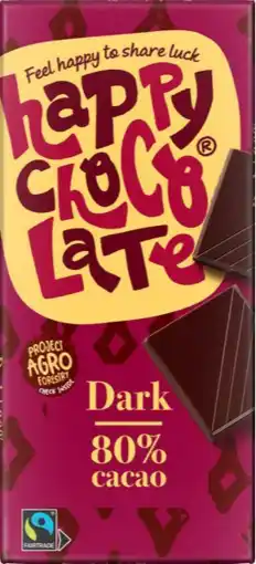 De Online Drogist Happy chocolate dark 80% cacao 85gr aanbieding