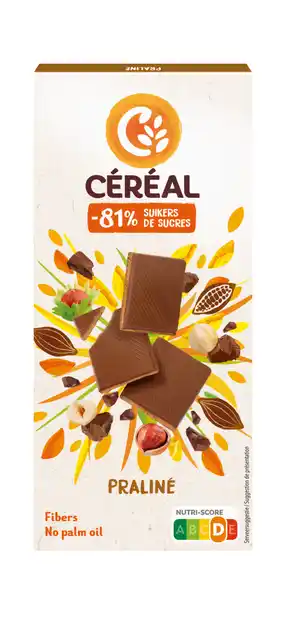 De Online Drogist Cereal chocolade tablet praliné 100gr aanbieding