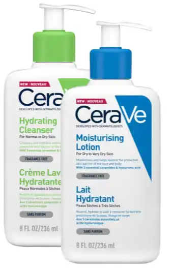 De Online Drogist Cerave combi hydraterende melk en hydraterende reinigingscreme - 2 stuks aanbieding
