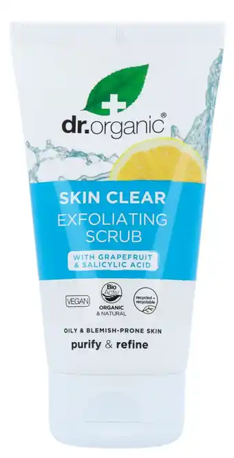 De Online Drogist Dr organic skin clear tea tree exfoliating scrub 5-in-1 150ml aanbieding