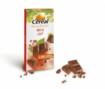 De Online Drogist Cereal chocolade tablet melk 80gr aanbieding