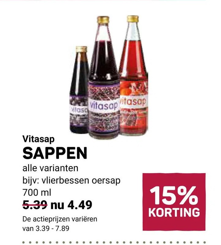 Ekoplaza Vitasap sappen aanbieding