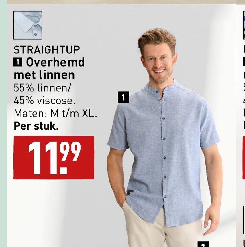 ALDI STRAIGHTUP 1 Overhemd met linnen aanbieding