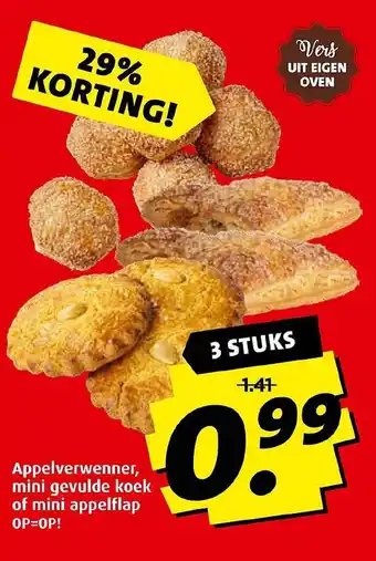 Boni Appelverwenner, mini gevulde koek of mini appelflap aanbieding