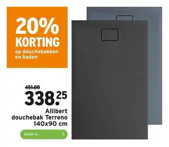 GAMMA Allibert Douchebak Terreno 140x90 Cm 20% Korting aanbieding