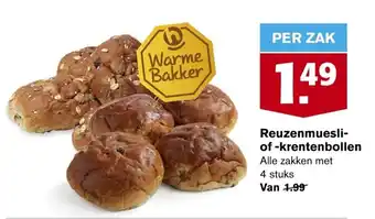 Hoogvliet Reuzenmuesli-of -krentenbollen Alle zakken met 4 stuks aanbieding