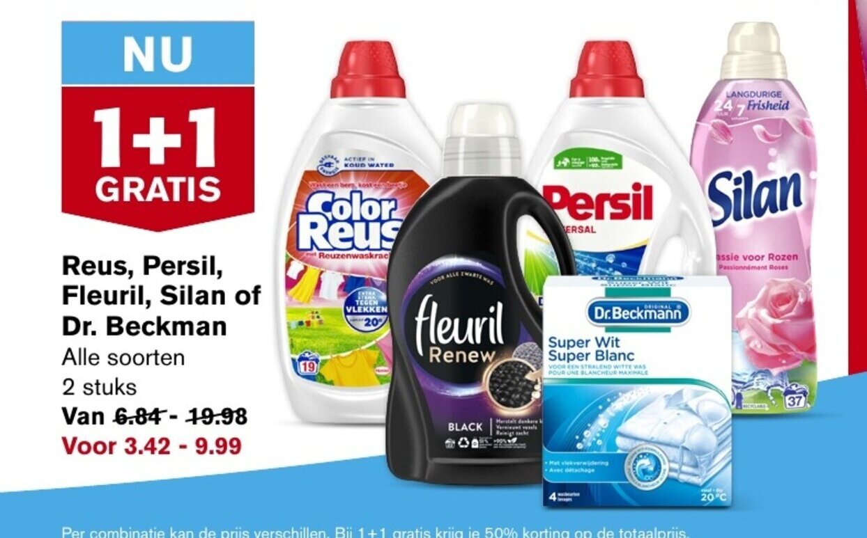 Hoogvliet Reus, Persil, Fleuril, Silan of Dr. Beckman aanbieding