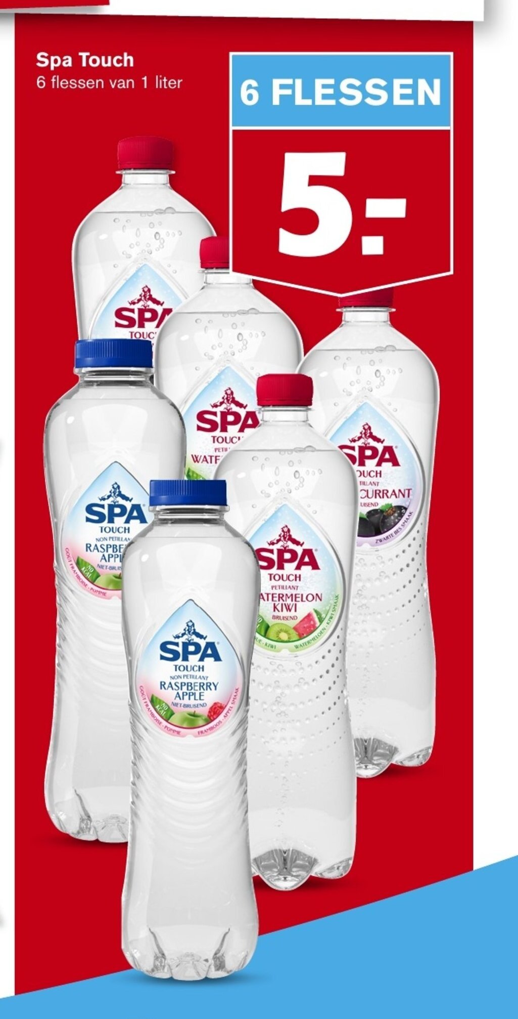 Hoogvliet Spa Touch 6 flessen van 1 liter aanbieding