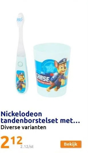 Action Nickelodeon tandenborstelset met timer aanbieding