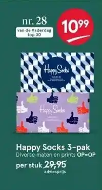 Etos Happy socks 3-pak diverse maten en prints op=op aanbieding