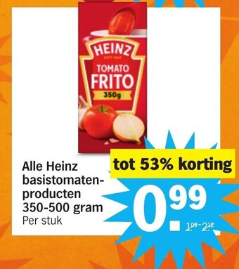 Albert Heijn Alle Heinz basistomaten- producten 350-500 gram aanbieding