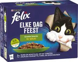 Intratuin Felix kattenvoer in gelei elke dag feest groente adult 85 g 12 stuks aanbieding