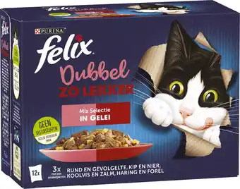 Intratuin Felix kattenvoer in gelei dubbel zo lekker mix selectie adult 85 g 12 stuks aanbieding