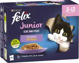 Intratuin Felix kattenvoer in gelei elke dag feest mix selectie junior 85 g 12 stuks aanbieding