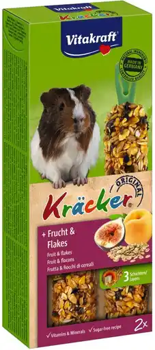 Intratuin Vitakraft caviasnack kräcker fruit en flakes 2 stuks aanbieding