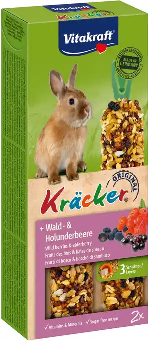 Intratuin Vitakraft konijnensnack kräcker bos- en vlierbessen 2 stuks aanbieding